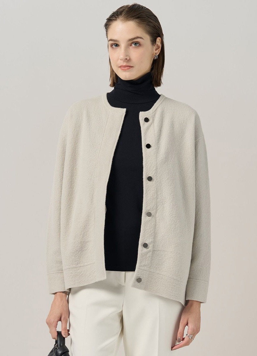 質感壓縮羊毛開釦針織上衣